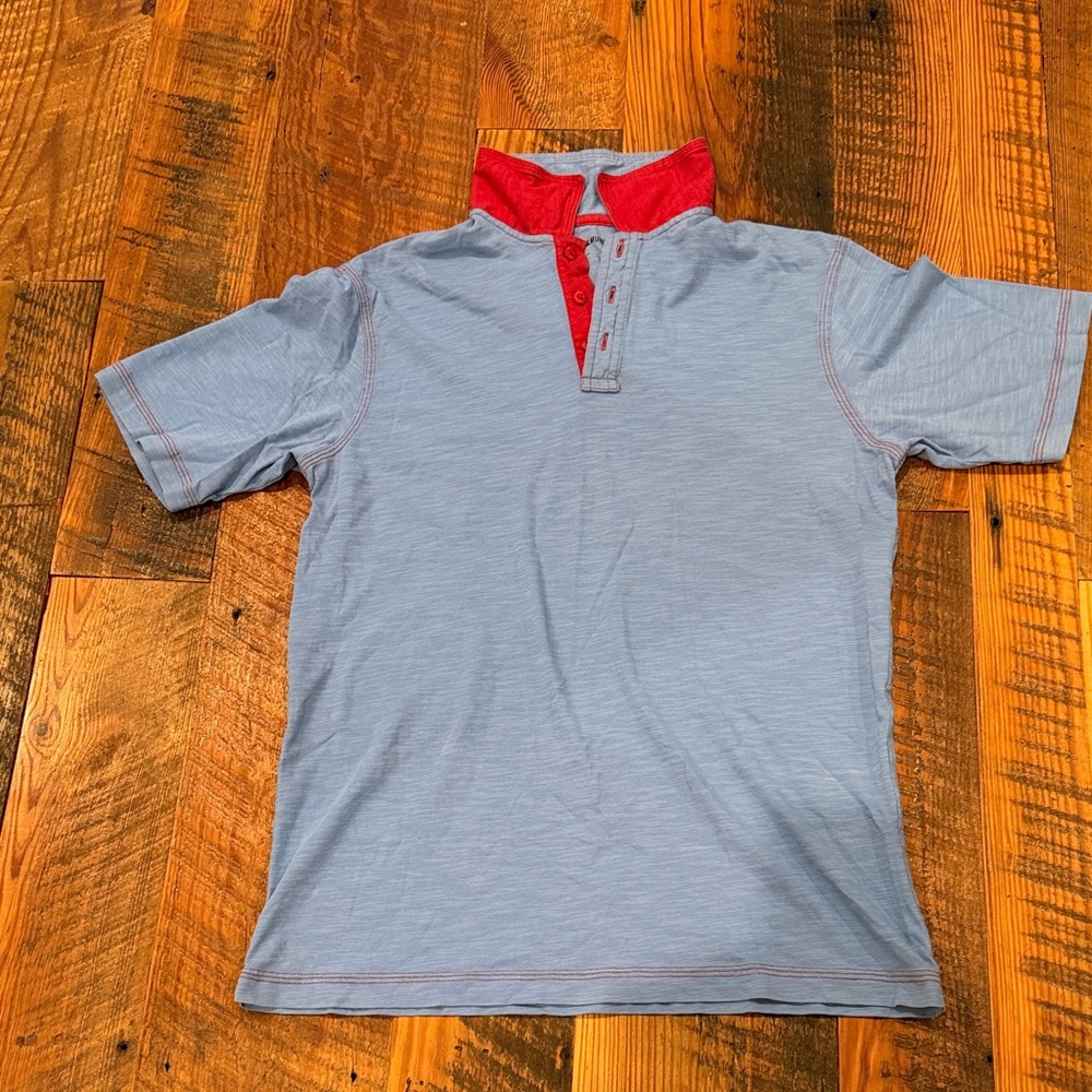 Johnston & Murphy Blue Polo with Red Accents